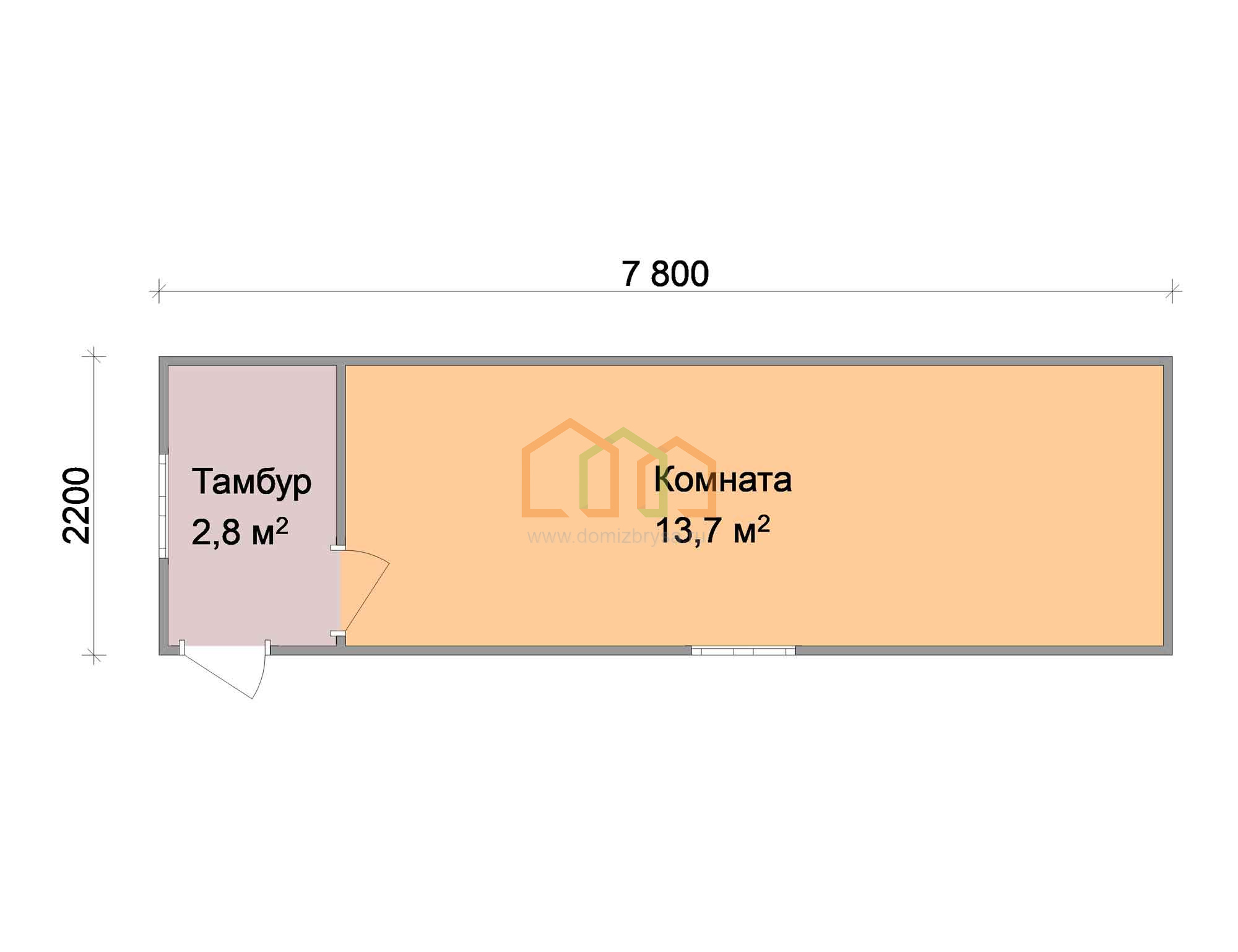 Дачная бытовка Крокус 7.8x2.2 Площадь: 17.16 м² в готовом виде под ключ в  Пскове и области